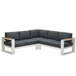 Garden Impressions Plaza lounge hoekset 3-delig wit - teak look Clearance