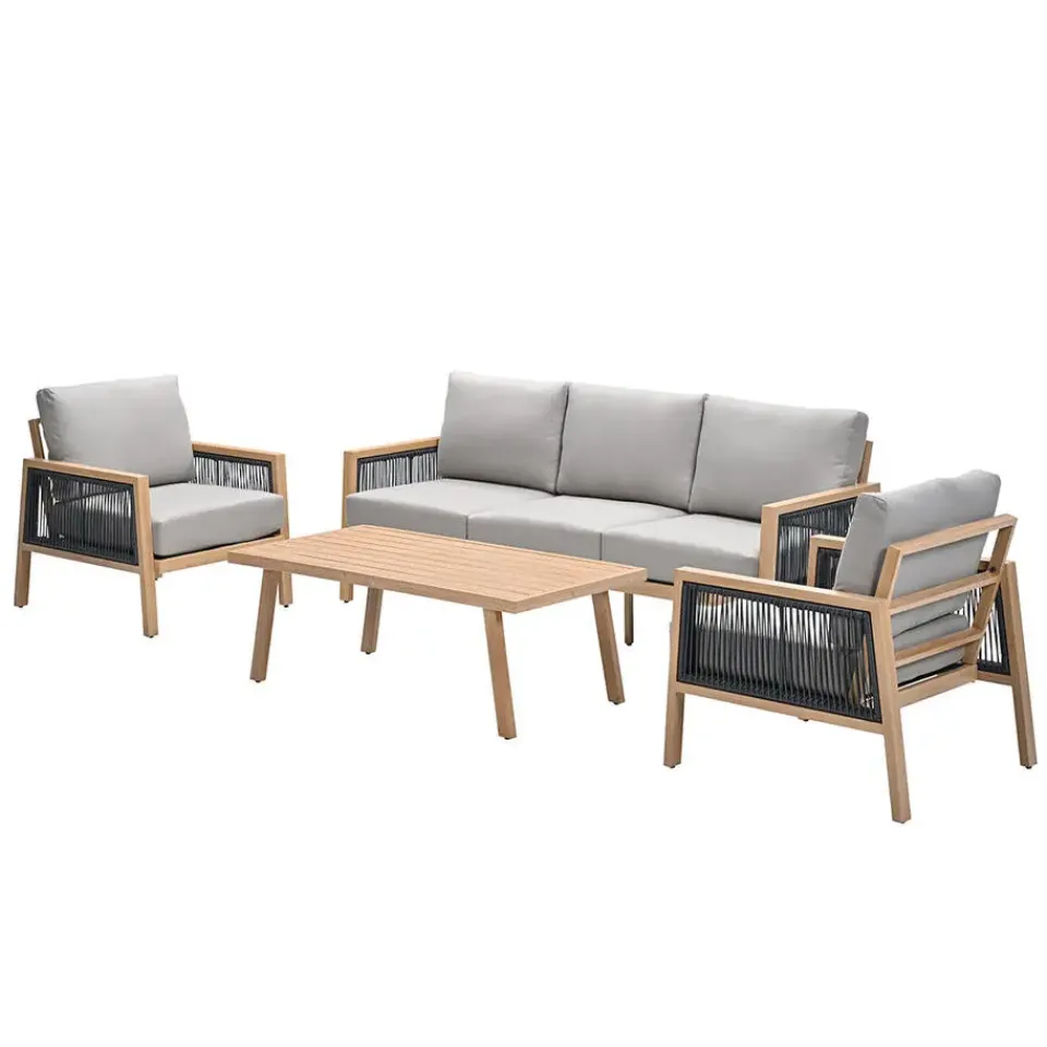 Garden Impressions San Capri loungeset 4-delig - light teak aluminium Hot