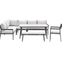 Garden Impressions Tineo lounge dining set 7-delig - donker grijs Discount