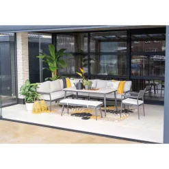 Garden Impressions Tineo lounge dining set 7-delig - donker grijs Discount