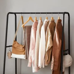 Vasagle Garderobe - met 2 legplanken - 6 haken in S-vorm - vintage - Bruin-Zwart Outlet