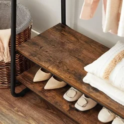 Vasagle Garderobe - met 2 legplanken - 6 haken in S-vorm - vintage - Bruin-Zwart Outlet