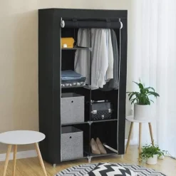 Parya Home Garderobekast XL - Kledingkast - Opvouwbare Garderobekast Zwart -170x88x45 Sale