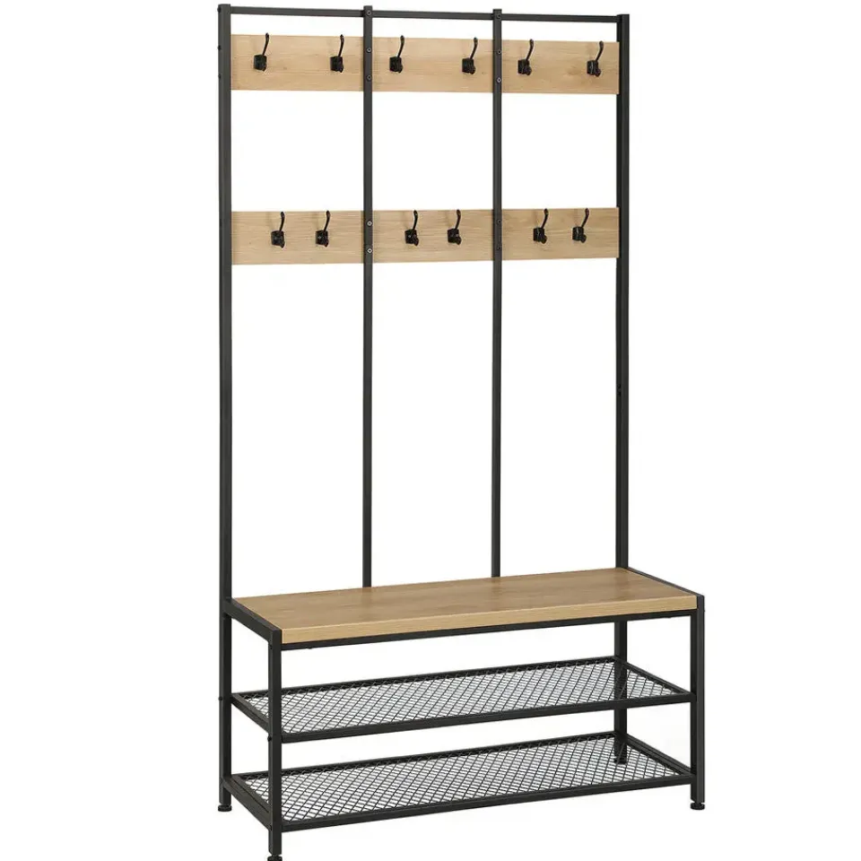 Merkloos Garderoberek met Bankje van 100cm breed - Lichte Eik Kleur Outlet