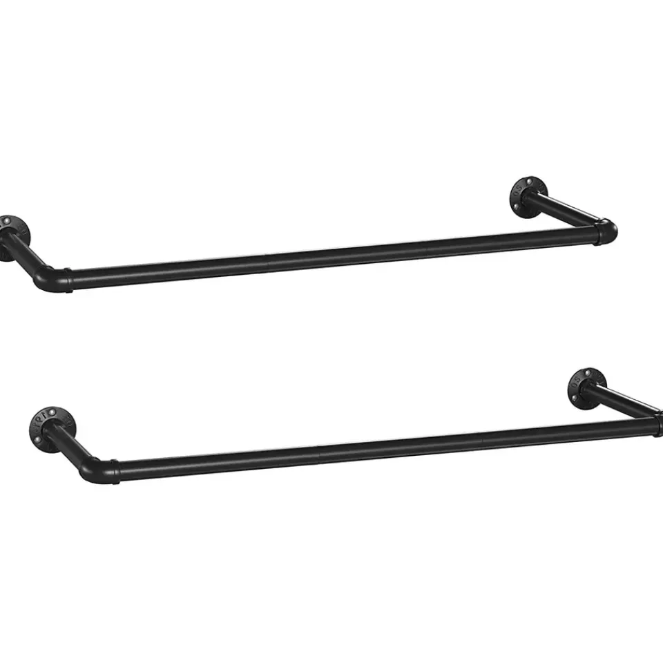 ACAZA Garderobeset van 2, Wandrek, Kledingrek tot 50 kg Draagvermogen, Zwart Clearance