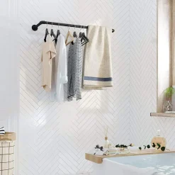 ACAZA Garderobeset van 2, Wandrek, Kledingrek tot 50 kg Draagvermogen, Zwart Clearance