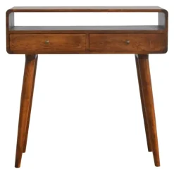 Artisan Furniture Gebogen Kastanje Sidetable met Open Sleuf Clearance