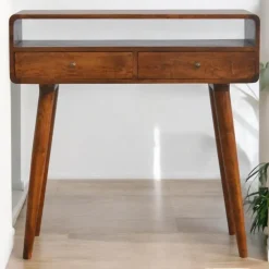Artisan Furniture Gebogen Kastanje Sidetable met Open Sleuf Clearance