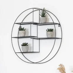 House Nordic Genk Zwart Wandplank - Staal Ø47x10 cm Outlet