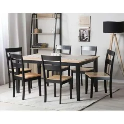 Beliani GEORGIA - Eettafel - Zwart - 90 x 150 cm - Rubberhout New