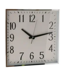 Gerimport Wandklok - vierkant - zilver - 29 cm New