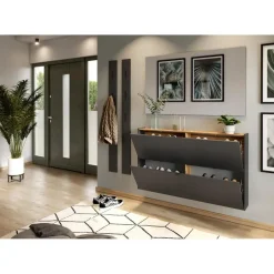 Germania Schoenenkast Elton - 140 x 19 x 85 cm - Grafietgrijs design Sale