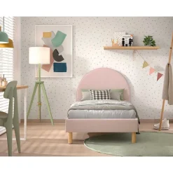 Vipack Gestoffeerd bed Maeva 90x200cm - roze bouclé stof New