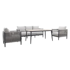 Garden Impressions GI Diamo stoel/bank lounge-diningset (4-delig) - Carbon Black/Zand Discount