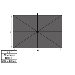 Garden Impressions GI Hawaii zweefparasol Deluxe 300 x 300 cm. - Zand - met voet en hoes Hot