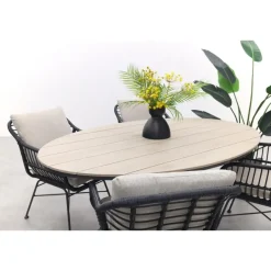 Garden Impressions GI Margriet zwart/zand / Edison 180 x 115 cm. tafel - ovale tuinset Sale