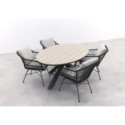 Garden Impressions GI Margriet zwart/zand / Edison 180 x 115 cm. tafel - ovale tuinset Sale