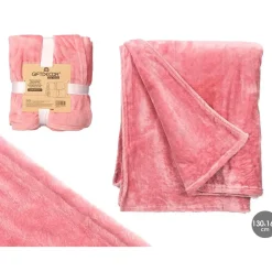 Giftdecor Fleece plaid - roze - polyester - 130 x 160 cm Outlet