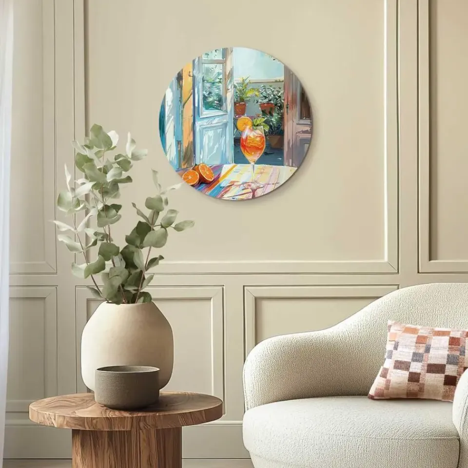 Reinders Glasschilderij Aperol in de zon - Ø 50cm - Bont