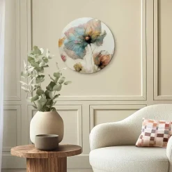 Reinders Glasschilderij Aquarel bloemen II - Ø 50cm - Blauw Outlet