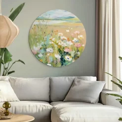 Reinders Glasschilderij Bloemenveld in Zomerlicht - Ø 70cm - Groen Best