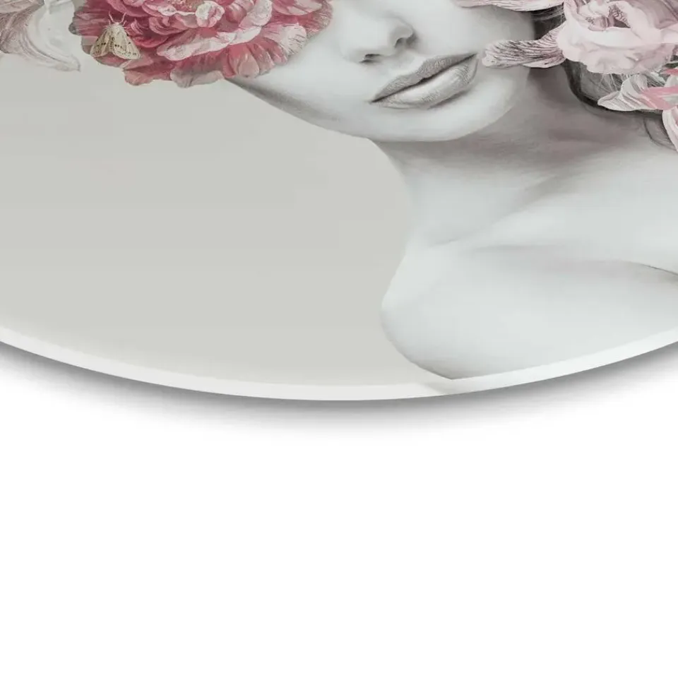 Reinders Glasschilderij Bloemenvrouw - Ø 70cm - Roze Outlet