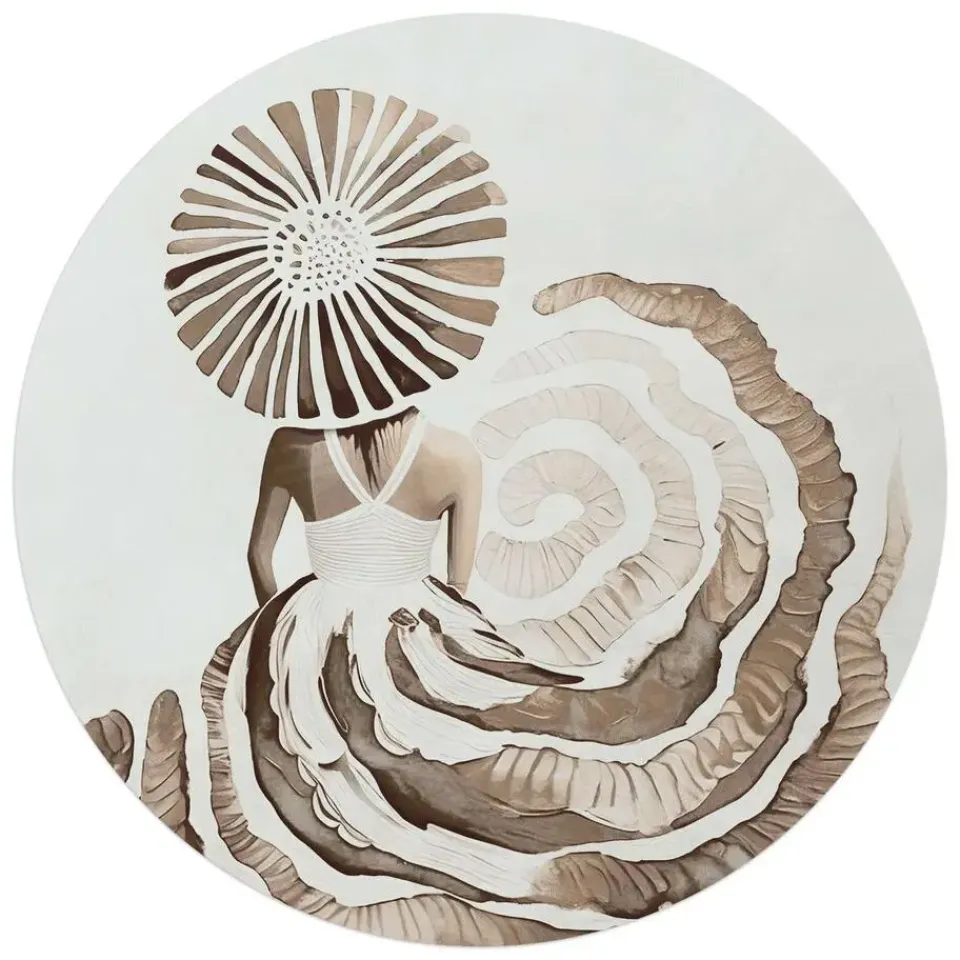 Reinders Glasschilderij Jurk in aardetinten - Ø 70cm - Bruin Best