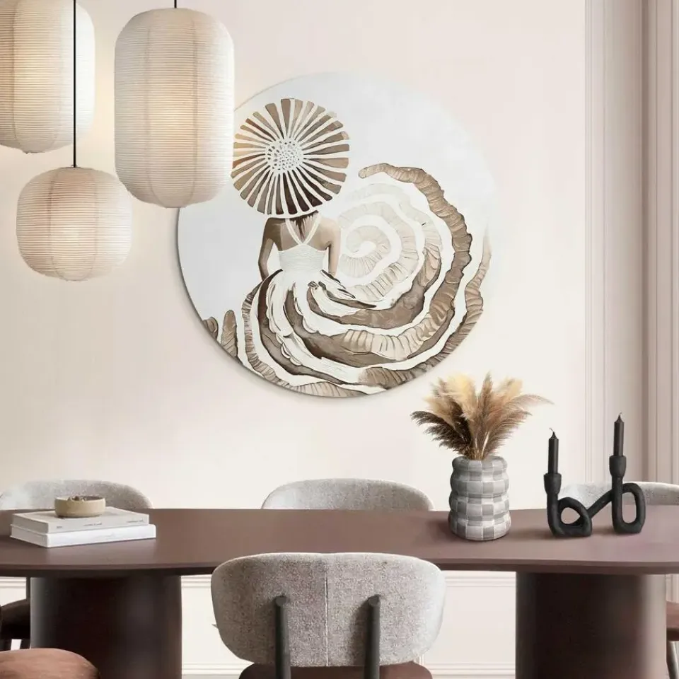 Reinders Glasschilderij Jurk in aardetinten - Ø 70cm - Bruin Best