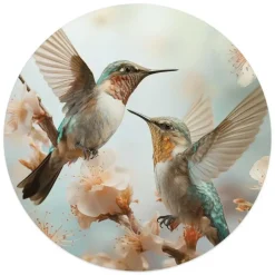 Reinders Glasschilderij Kolibri in de lente - Ø 50cm - Beige Hot