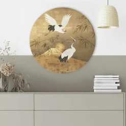 Reinders Glasschilderij Kraanvogels - Ø 50cm - Goudkleurig Clearance