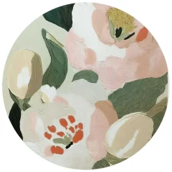 Reinders Glasschilderij Pastel bloemen - Ø 70cm - Groen Hot