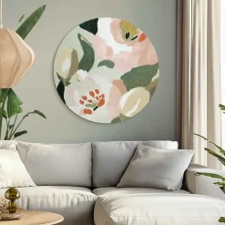 Reinders Glasschilderij Pastel bloemen - Ø 70cm - Groen Hot