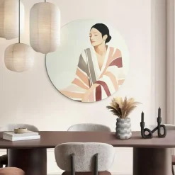 Reinders Glasschilderij Rustige elegantie - Ø 70cm - Beige Sale