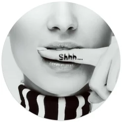 Reinders Glasschilderij Shhh.. - Ø 50cm - Zwart-Wit Outlet