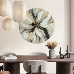 Reinders Glasschilderij Stijlvolle bloem - Ø 70cm - Beige Outlet