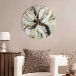 Reinders Glasschilderij Stijlvolle bloem - Ø 50cm - Beige Hot