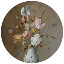 Reinders Glasschilderij Van der Ast Stilleven vaas met bloemen - Ø 70cm