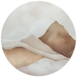 Reinders Glasschilderij Zon achter de bergen - Ø 50cm - Beige