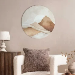 Reinders Glasschilderij Zon achter de bergen - Ø 50cm - Beige