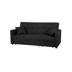 Beliani GLOMMA - Slaapbank 3-zits - Zwart - Polyester New