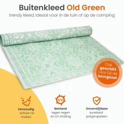 Goliving Buitenkleed Summer Flora - 183x290CM - Draagtas - Groen/Wit Outlet