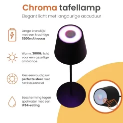 Goliving Chroma Tafellamp Oplaadbaar – Draadloos en Dimbaar – Touch – Nachtlamp Sale