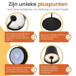 Goliving Chroma Tafellamp Oplaadbaar – Draadloos en Dimbaar – Touch – Nachtlamp Sale