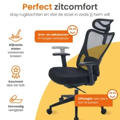 Goliving Ergonomische Bureaustoel - Kantoorstoel - Volwassenen - Zwart Hot