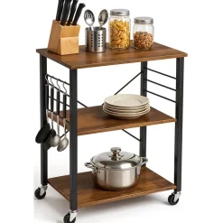 Goliving Keukentrolley - Keukenkast - Keukenrek - Keuken Organizer - Bruin Outlet