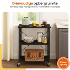 Goliving Keukentrolley - Keukenkast - Keukenrek - Keuken Organizer - Zwart Best