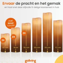 Goliving Led Kaarsen - Bewegende Vlam - Afstandsbediening - Set van 9 Sale