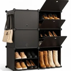 Goliving Opvouwbare Opbergkast - 24 Paar - 92 x 82 cm - Schoenenkast - Zwart Outlet