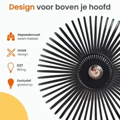 Goliving Plafondlamp - Plafonnière - E27 - Metaal - Ø 40 cm - Zwart Hot