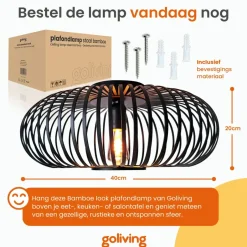 Goliving Plafondlamp - Plafonnière - E27 - Metaal - Ø 40 cm - Zwart Hot